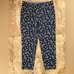 Talbots The Weekend Chino Blue Paisley Pant Women’s 10 Petite